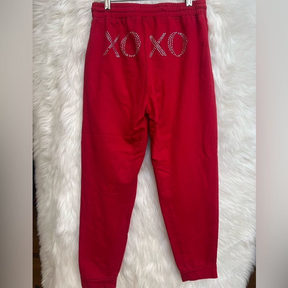 XOXO red embellished bedazzled butt sweatpants